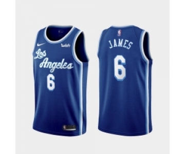 Men's Los Angeles Lakers #6 LeBron James Blue 2021 Nike Swingman Stitched Jersey With Sponsor Logo