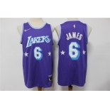 Men's Los Angeles Lakers #6 LeBron James Purple Nike Diamond 2022 City Edition Swingman Stitched Jersey