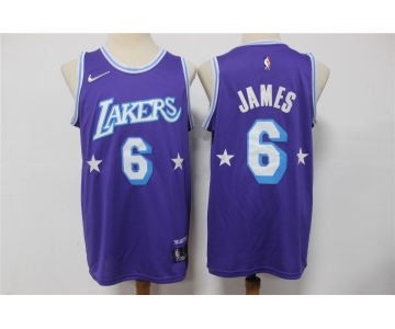 Men's Los Angeles Lakers #6 LeBron James Purple Nike Diamond 2022 City Edition Swingman Stitched Jersey