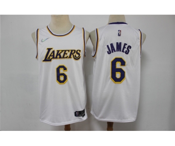 Men's Los Angeles Lakers #6 LeBron James White 75th Anniversary Diamond 2021 Stitched Jersey