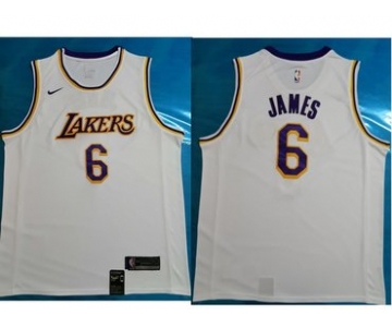 Men's Los Angeles Lakers #6 LeBron James White Nike NBA Association Edition Authentic Jersey