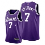Men's Los Angeles Lakers #7 Carmelo Anthony 2021 City Edition Purple 75th Anniversary Stitched Jersey