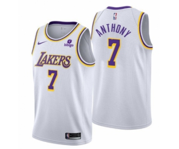 Men's Los Angeles Lakers #7 Carmelo Anthony bibigo 75th Anniversary White Stitched Jersey