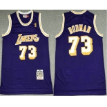 Men's Los Angeles Lakers #73 Dennis Rodman Purple 1998-99 Hardwood Classics Soul Swingman Stitched NBA Throwback Jersey