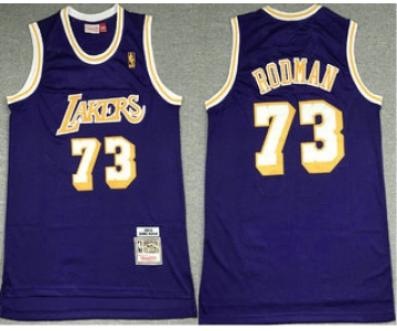 Men's Los Angeles Lakers #73 Dennis Rodman Purple 1998-99 Hardwood Classics Soul Swingman Stitched NBA Throwback Jersey