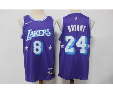 Men's Los Angeles Lakers #8 #24 Kobe Bryant Purple Nike Diamond 2022 City Edition Swingman Stitched Jersey