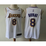 Men's Los Angeles Lakers #8 Kobe Bryant White 2018-2019 Nike Wish Swingman Stitched NBA Jersey