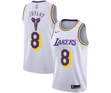 Men's Los Angeles Lakers #8 Kobe Bryant White Nike Swingman Black Mamba Logo Swingman Jeresy