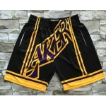 Men's Los Angeles Lakers Black Big Face Mitchell Ness Hardwood Classics Soul Swingman Throwback Shorts