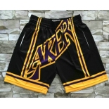 Men's Los Angeles Lakers Black Big Face Mitchell Ness Hardwood Classics Soul Swingman Throwback Shorts