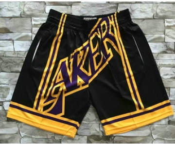 Men's Los Angeles Lakers Black Big Face Mitchell Ness Hardwood Classics Soul Swingman Throwback Shorts