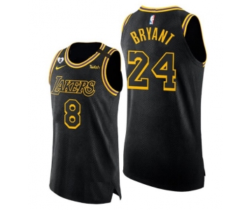 Men's Los Angeles Lakers Front #8 Back #24 Kobe Bryant With 2 Gigi Patch Black Stitched Jersey