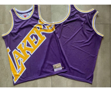 Men's Los Angeles Lakers Purple Big Face Mitchell Ness Hardwood Classics Soul Swingman Throwback Jersey