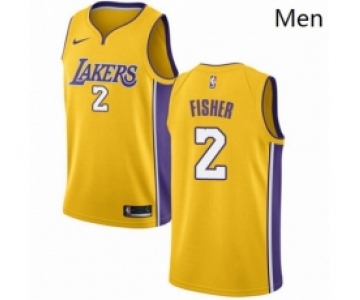 Mens Nike Los Angeles Lakers 2 Derek Fisher Swingman Gold Home NBA Jersey Icon Edition