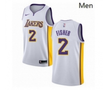 Mens Nike Los Angeles Lakers 2 Derek Fisher Swingman White NBA Jersey Association Edition