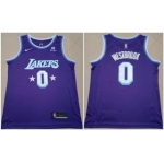 Men's Purple Los Angeles Lakers #0 Russell Westbrook bibigo City Edition Stitched