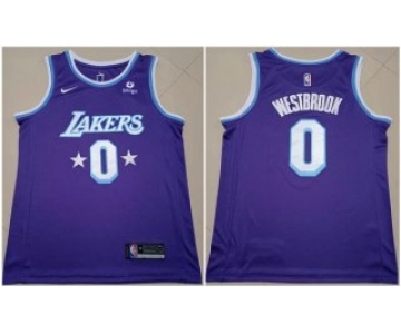 Men's Purple Los Angeles Lakers #0 Russell Westbrook bibigo City Edition Stitched