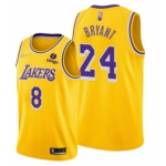 Men's Yellow Los Angeles Lakers Front #8 Back #24 Kobe Bryant bibigo Stitched Basketball Jersey