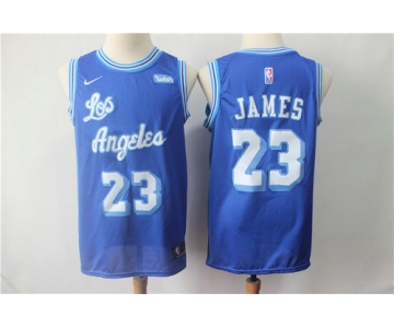 Nike Lakers 23 LeBron James Light Blue Throwback NBA Swingman Jersey