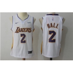 Nike Los Angeles Lakers #2 Lonzo Ball White Nike Stitched NBA Jersey