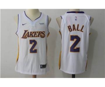 Nike Los Angeles Lakers #2 Lonzo Ball White Nike Stitched NBA Jersey