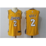 Nike Los Angeles Lakers #2 Lonzo Ball Yellow Stitched NBA Jersey