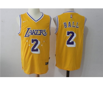 Nike Los Angeles Lakers #2 Lonzo Ball w Purple Number Stitched NBA Jersey