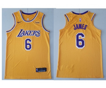 Nike Los Angeles Lakers #6 LeBron James Gold NBA Swingman Icon Edition Jersey