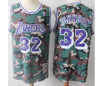 Swingman Lakers #32 Magic Johnson Camo Stitched Basketball Jersey