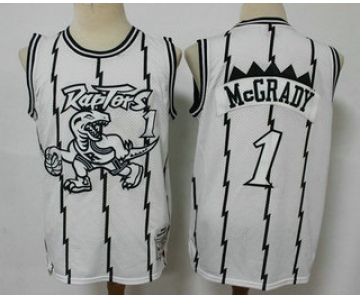 Men's Toronto Raptors #1 Tracy McGrady 1998-99 White Silver Hardwood Classics Soul Swingman Throwback Jersey