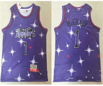 Men's Toronto Raptors #1 Tracy McGrady Starry Purple Hardwood Classics Soul Swingman Throwback Jersey