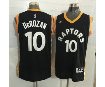 Men's Toronto Raptors #10 DeMar DeRozan Black With Gold New NBA Rev 30 Swingman Jersey