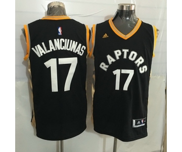 Men's Toronto Raptors #17 Jonas Valanciunas Black With Gold New NBA Rev 30 Swingman Jersey