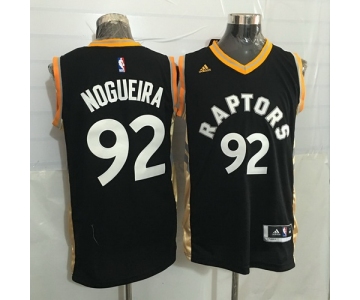 Men's Toronto Raptors #92 Lucas Nogueira Black With Gold New NBA Rev 30 Swingman Jersey