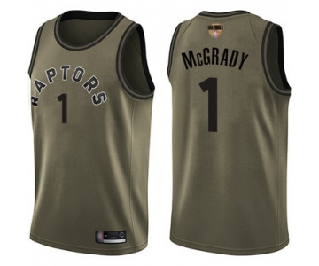 Raptors #1 Tracy Mcgrady Green Salute to Service 2019 Finals Bound Basketball Swingman Jersey