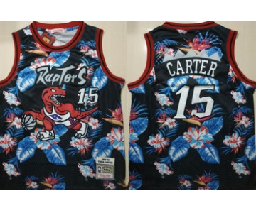 Raptors 15 Vince Carter Black 1998-99 Hardwood Classics Floral Fashion Swingman Jersey