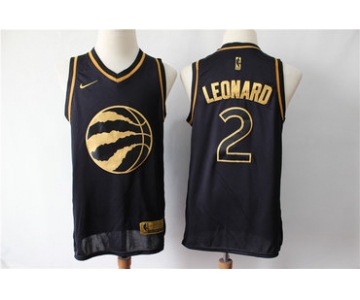 Raptors 2 Kawhi Leonard Black Gold Nike Swingman Jersey