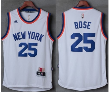 Knicks #25 Derrick Rose New White Stitched NBA Jersey