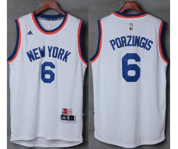 Knicks #6 Kristaps Porzingis New White Stitched NBA Jersey