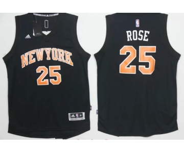 Men's New York Knicks #25 Derrick Rose Black Stitched 2016 NBA Adidas Revolution 30 Swingman Jersey