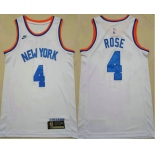 Men's New York Knicks #4 Derrick Rose White NEW 2021 Nike Swingman Stitched Jersey