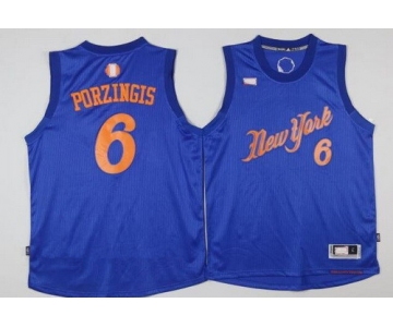 Men's New York Knicks #6 Kristaps Porzingis Adidas Royal Blue 2016 Christmas Day Stitched NBA Swingman Jersey