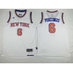 Men's New York Knicks #6 Kristaps Porzingis Revolution 30 Swingman 2014 New White Jersey