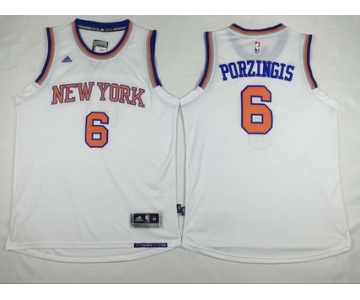 Men's New York Knicks #6 Kristaps Porzingis Revolution 30 Swingman 2014 New White Jersey