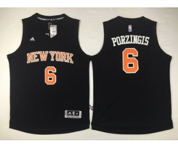 Men's New York Knicks #6 Kristaps Porzingis Revolution 30 Swingman 2015-16 Black Jersey