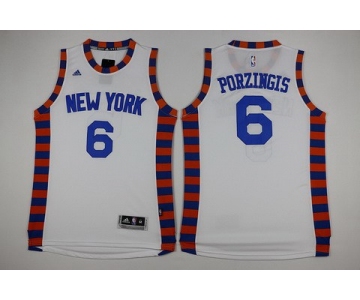 Men's New York Knicks #6 Kristaps Porzingis Revolution 30 Swingman 2015-16 White Jersey