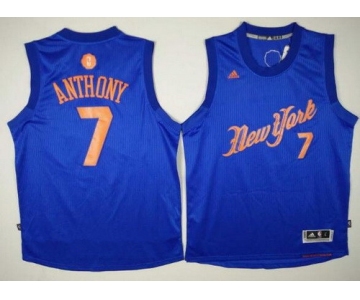 Men's New York Knicks #7 Carmelo Anthony Adidas Royal Blue 2016 Christmas Day Stitched NBA Swingman Jersey