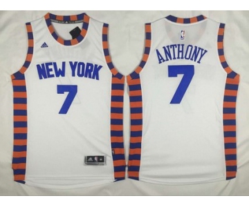 Men's New York Knicks #7 Carmelo Anthony Revolution 30 Swingman 2015-16 White Jersey