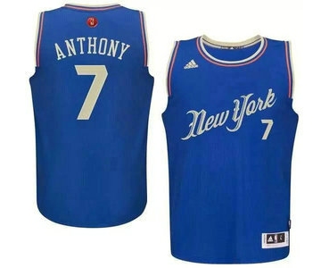 Men's New York Knicks #7 Carmelo Anthony Revolution 30 Swingman 2015 Christmas Day Blue Jersey