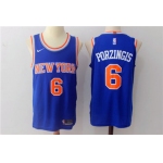 Men's Nike New York Knicks #6 Kristaps Porzingis Blue Stitched NBA Jersey